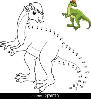 Dot to Dot Wannanosaurus Dinosaurier isoliert Stock Vektor