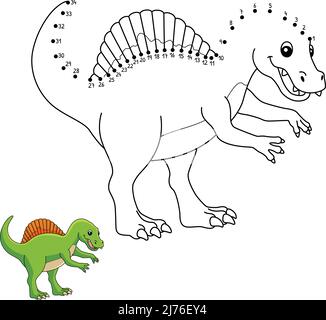 Dot to Dot Spinosaurus Dinosaur Coloring isoliert Stock Vektor