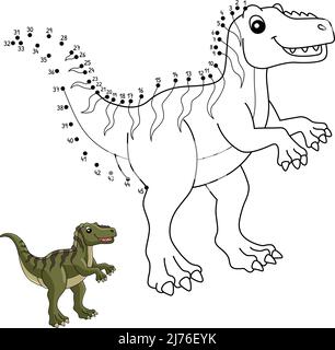 Dot to Dot Fukuiraptor Dinosaur Coloring isoliert Stock Vektor