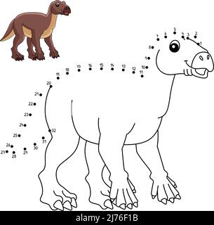 Dot to Dot Iguanodon Dinosaur Coloring isoliert Stock Vektor