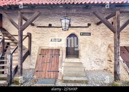 Kirchenburg, gaden, Lagerhäuser, ReichsdorfMuseum, gadener Komplex, Hausfassade, Sommer, Gochsheim, Franken, Deutschland, Europa, Stockfoto