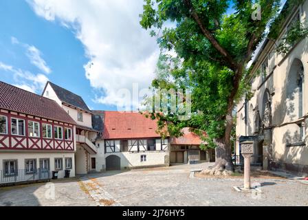 Kirchenburg, gaden, Lagerhäuser, ReichsdorfMuseum, gadener Komplex, Hausfassade, Sommer, Gochsheim, Franken, Deutschland, Europa, Stockfoto