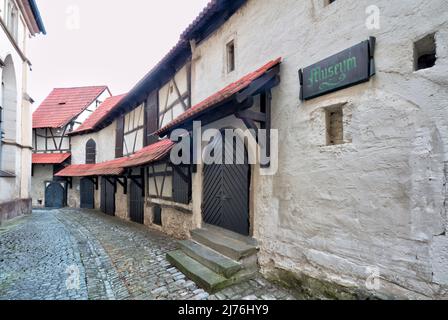 Kirchenburg, gaden, Lagerhäuser, ReichsdorfMuseum, gadener Komplex, Hausfassade, Sommer, Gochsheim, Franken, Deutschland, Europa, Stockfoto