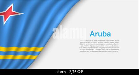 Wellenfahne von Aruba auf weißem Hintergrund. Banner- oder Ribbon-Vektor-Vorlage für den Unabhängigkeitstag Stock Vektor