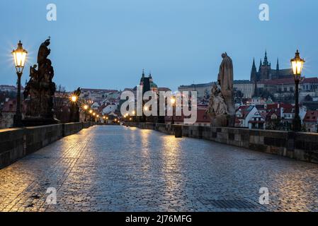Karlsbrücke, Prager Burg, Prag, Tschechische Republik Stockfoto