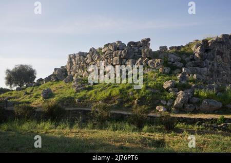 Ansichten der mykenischen archäologischen Stätte von Tiryns bei Nafplio auf dem Peloponnes, Griechenland, Europa Stockfoto