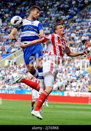 August 2012 - Premier League Football - Reading FC vs Stoke City. Adam Le Fondre von Reading verpasst einfach die Chance, sich beim Lesen auszugleichen. Fotograf: Paul Roberts/Pathos. Stockfoto