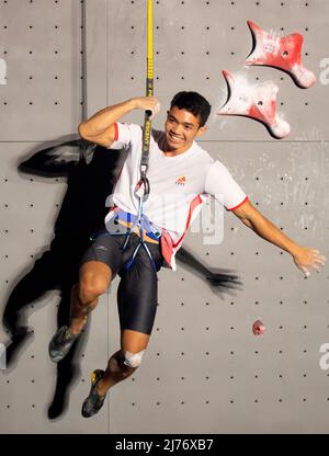 Seoul, Südkorea. 6. Mai 2022. Kiromal Katibin (INA), 6. Mai 2022 - Sport Climbing : Silbermedaillengewinnerin Kiromal Katibin aus Indonesien beim Männer-Speed-Finale beim IFSC Climbing World Cup Seoul 2022 im Jungnang Sport Climbing Stadium in Seoul, Südkorea. (Foto von Lee Jae-won/AFLO) (SÜDKOREA) Quelle: Aflo Co. Ltd./Alamy Live News Stockfoto