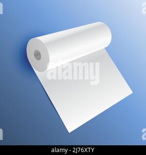 3D White Paper Roll auf blauem Hintergrund Stock Vektor