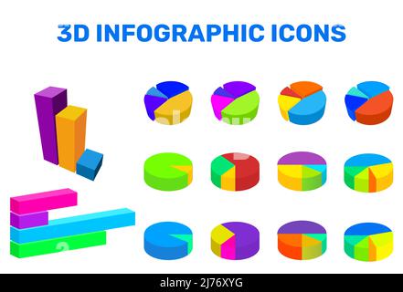 3D farbenfrohe Infografik-Symbole Stock Vektor