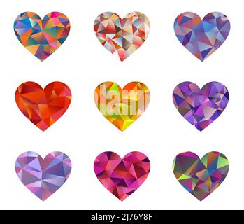 Mehrfarbige Low-Poly-Herz-Vektor-Illustration Stock Vektor