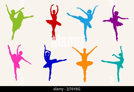 Ballet Dancer Poses Set mit 8 Stück Stock Vektor