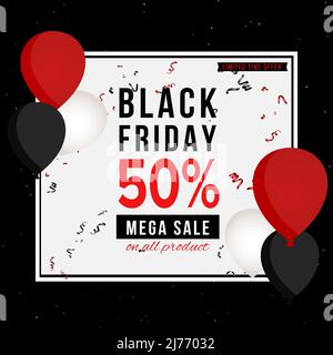 Black Friday Mega Sale Mit Ballons Stock Vektor