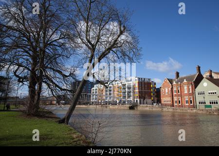 Blick auf den Fluss Great Ouse in Bedford in Großbritannien Stockfoto