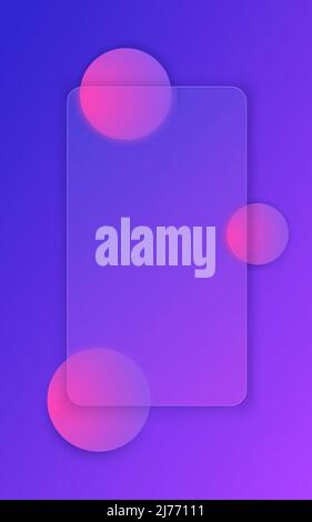 Glassmorphismus Stil kreativen Hintergrund. Milchglas-Effekt. Transparente Verlaufsplatte mit Textstelle. UI-Design für Anwendungen. Stock Vektor