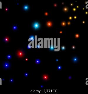 Neon Bright Dot In Rot Blau Farbe Auf Schwarz Farbe Stock Vektor