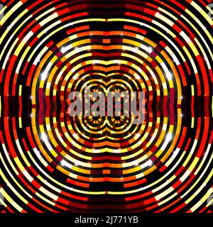 Neon Circle Disco Hintergrund In Rot Gelb Schwarz Farbe Stock Vektor
