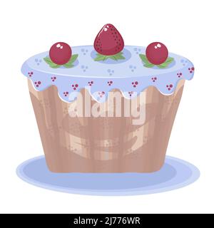Appetitanregende Cupcake mit Beeren, bunte Illustration Stock Vektor