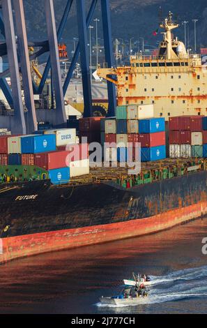 Containerschiff Future, Ensenada International Conatainer Terminal, Baja California, Mexiko Stockfoto