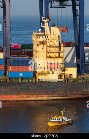 Containerschiff Future, Ensenada International Conatainer Terminal, Baja California, Mexiko Stockfoto