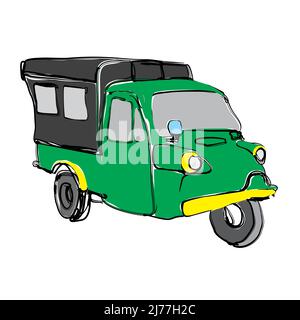 Bemo Ikone des alten Jakarta öffentlichen Nahverkehrs. (Bemo ist ein motorisierter dreirädriger Transport) Stock Vektor
