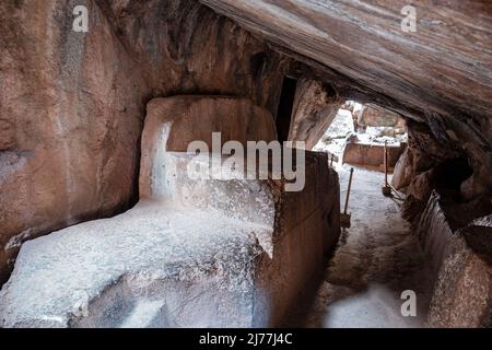 Q'enqo, Qenko, Kenko, Quenco, archäologische Stätte und huaca im Heiligen Tal von Peru, Region Cusco, Peru Stockfoto