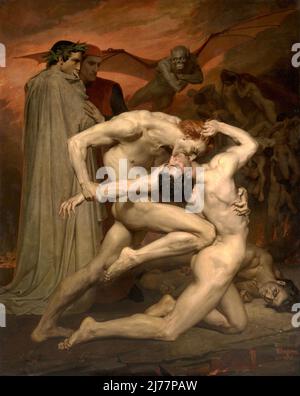 Dante und Virgil in der Hölle, Gemälde von William-Adolphe Bouguereau (1850) Stockfoto