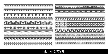 Nahtlose Rahmen im griechischen Stil. Geometrischer Rahmen gesetzt. Vektor Ornament Muster. Mediterrane Einrichtungselemente. Stock Vektor