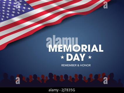 Alles gute zum Gedenktag USA. 3D Flagge. vektor-Illustration Design Stock Vektor