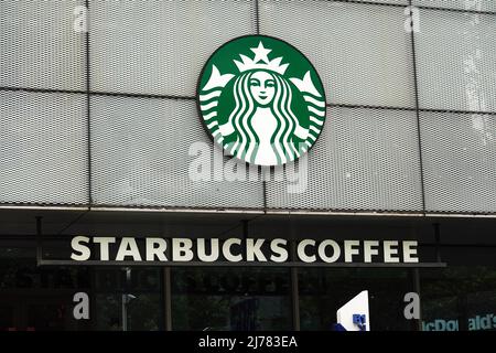 Starbucks Kaffee-Logo auf dem Laden in Changzhou. (Foto von Sheldon Cooper / SOPA Images/Sipa USA) Stockfoto