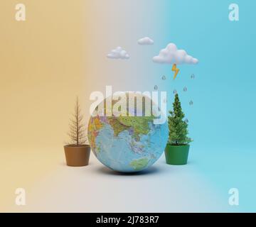 Welt Umwelt Tag 3D Rendering Poster, natürliche Hintergrund-Design. 3D Rendering-Konzept. Stockfoto