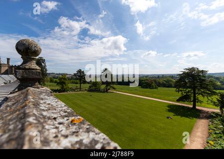 Blick auf Bristol und das Cumberland Basin vom Ashton Court Estate, Bristol. Stockfoto