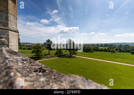 Blick auf Bristol und das Cumberland Basin vom Ashton Court Estate, Bristol. Stockfoto