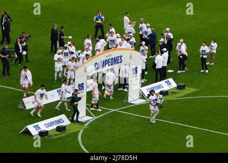 Nach einem Sieg wurde Real Madrid zum 35.. Mal in der Saison 2022/23 zum Meister der Liga Stockfoto