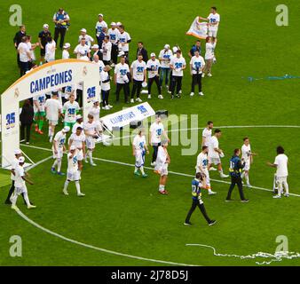 Nach einem Sieg wurde Real Madrid zum 35.. Mal in der Saison 2022/23 zum Meister der Liga Stockfoto