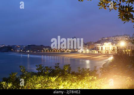 Biarritz, der berühmte Ferienort in Frankreich. Panoramablick auf die Stadt und die Strände. Stockfoto