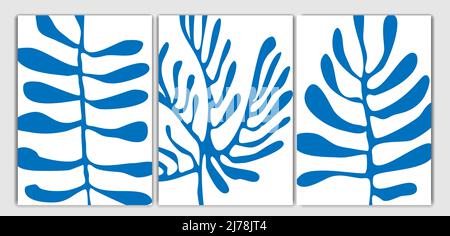 Set mit abstrakten Matisse Shapes-Postern. Minimalistischer, moderner Hintergrund mit unkonventionellen, minimalistischen Wanddekor. Vektorgrafiken Stock Vektor