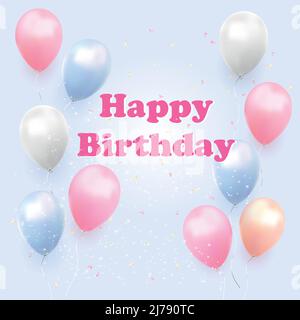 Happy Birthday Vektor-Design für Grußkarten und Poster mit Ballon, Design-Vorlage für Geburtstagsfeier. - Vektor Stock Vektor