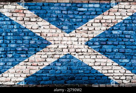 Die Flagge Schottlands Schottisch-Gälisch: Bratach na h-Alba Schotten: Banner o Schottland, auch bekannt als St Andrew's Cross oder The Saltyre Stockfoto