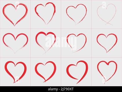 Heart Outline Kollektion Stock Vektor