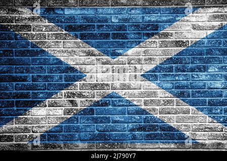 Die Flagge Schottlands Schottisch-Gälisch: Bratach na h-Alba Schotten: Banner o Schottland, auch bekannt als St Andrew's Cross oder The Saltyre Stockfoto