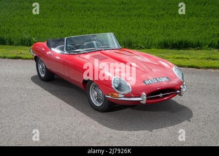 1967 Jaguar E Type 4,2 klassischer britischer Sportwagen Stockfoto