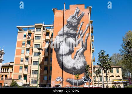 Springender Wolf Mural in Testaccio Rom Italien Stockfoto