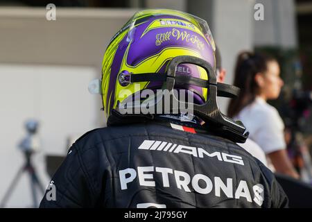 Miami International Autodrome, Miami, USA am 6. Mai 2022 Lewis Hamilton 44 (GBR), Mercedes AMG Petronas W13 Portraithelm während der FORMEL 1 CRYPTO.COM MIAMI GRAND PRIX 2022, Eleanor Hoad Stockfoto