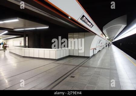 Wien, U-Bahn-Linie U3, Station Herrengasse // Wien, U-Bahn-Linie U3, Herrengasse Stockfoto