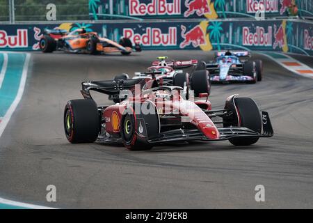 06.05.2022, Miami International Autodrome, Miami, FORMEL 1 CRYPTO.COM MIAMI GRAND PRIX,im Bild Charles Leclerc (MCO), Scuderia Ferrari, Guanyu Zhou (CHN), Alfa Romeo Racing ORLEN, Fernando Alonso (ESP), Alpine F1 Team, Lando Norris (GBR), McLaren F1 Team Stockfoto