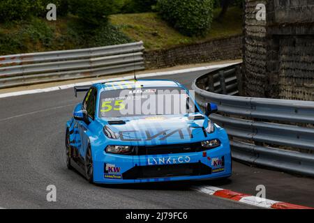 55 QING HUA Ma (CHN), Cyan Racing Lynk & Co, Lynk & Co 03 TCR, Aktion während des WTCR - Race of France 2022, 1. Runde des FIA World Touring Car Cup 2022, vom 7. Bis 8. Mai in Pau, Frankreich - Foto: Gregory Lenormand/DPPI/LiveMedia Stockfoto