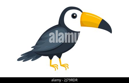 Toucan. Ein tropischer Vogel. Ein exotisches Tier. Vektorgrafik in einem flachen Cartoon-Stil, isoliert auf einem weißen Hintergrund Stock Vektor