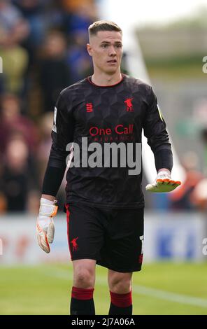 Mansfield Town Torwart Nathan Bishop in Aktion während des Sky Bet League Two Spiels im One Call Stadium, Mansfield. Bilddatum: Samstag, 7. Mai 2022. Stockfoto