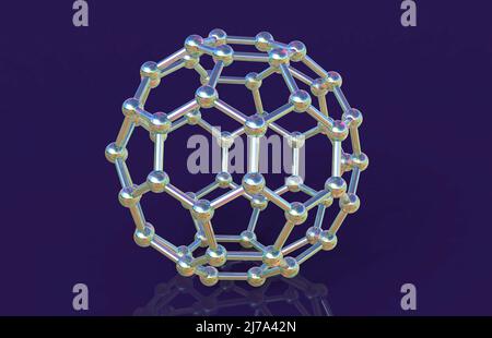 Buckminsterfulleren-Molekül, Illustration Stockfoto
